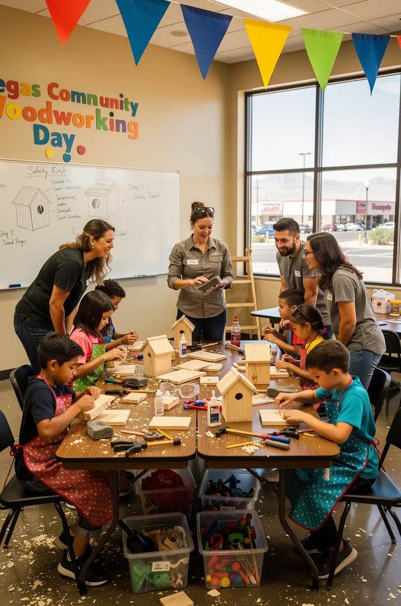 Woodworking tools and workspace for project planning.