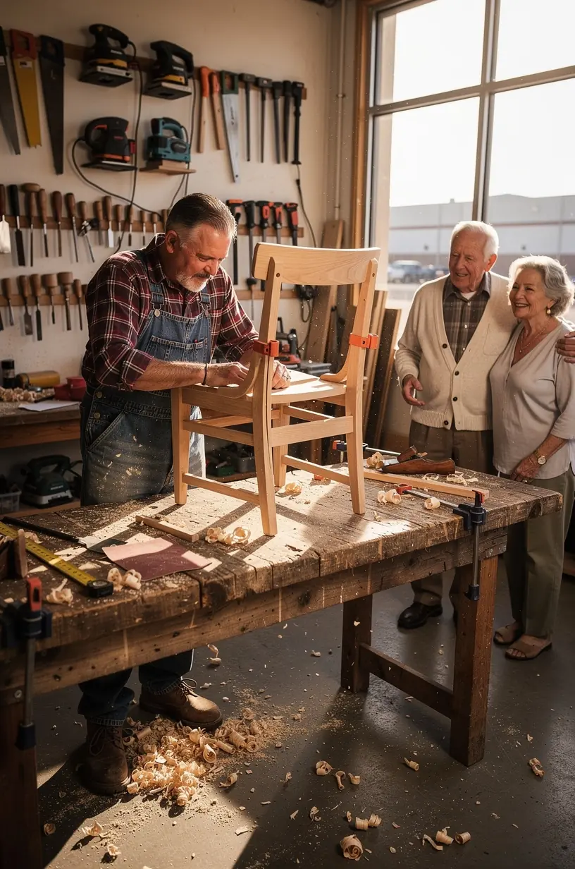 Woodworking tools demonstrating safety practices in workshop